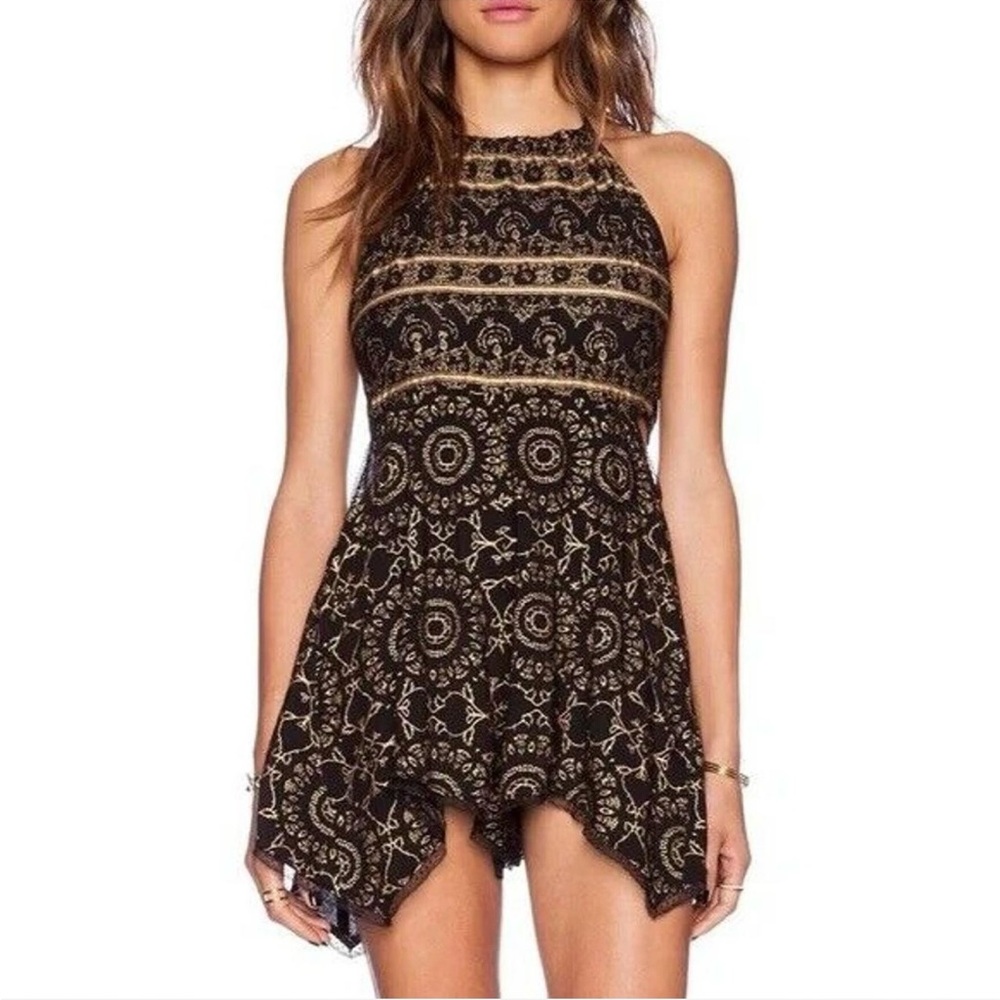 Intimately Free People Backless Halter Neck Romper Playsuit with cut outs